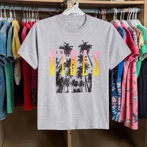 Capsule Boys Graphic Tee Size Small Gray Vibes Palm Tree Shirt Cotton EUC